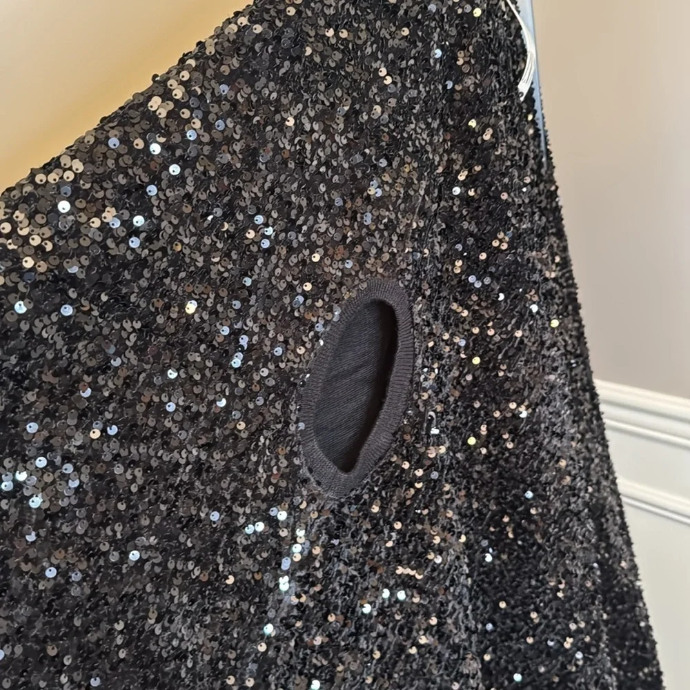 Rare and hard to find ZARA LIMITED EDITION SEQUIN CAPE / WOOL KNIT PONCHO BLACK - Picture 14 of 17